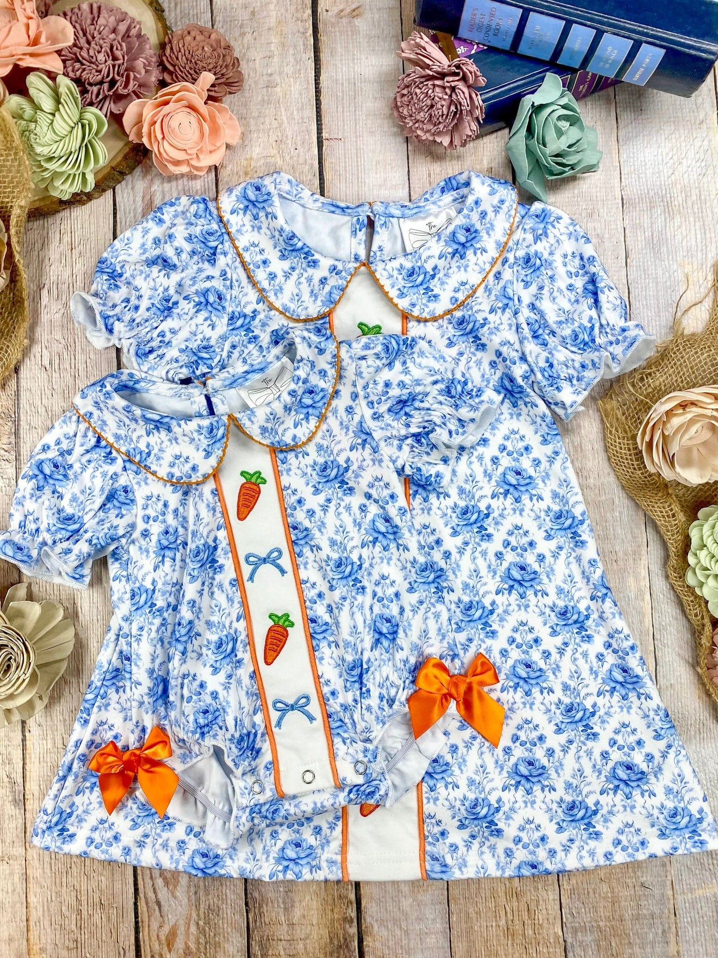 silbing set carrot dress and romper