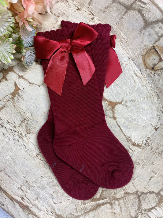 Dark red bow socks - Alternative view