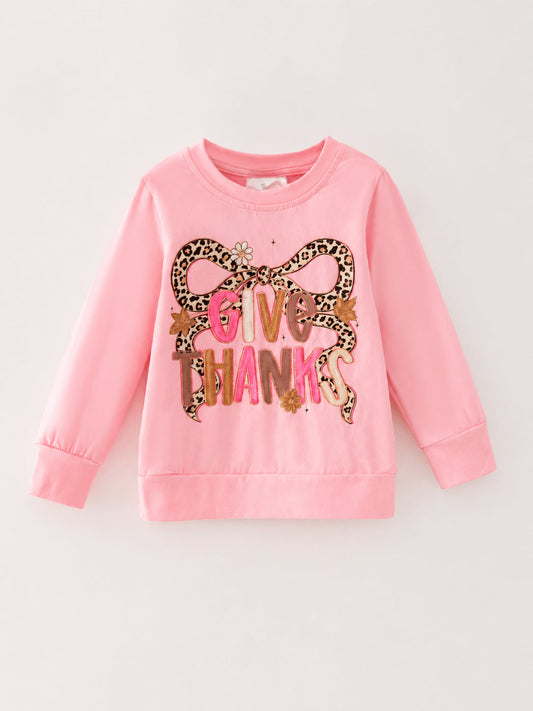 Give Thanks leopard bow shirt - Alternative view