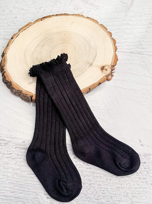 Black lettuce edge ruffle socks - Alternative view