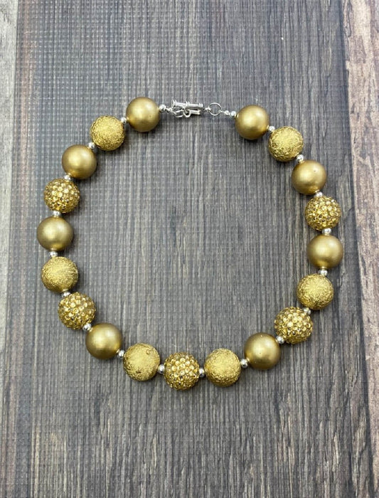 Gold Rhinestone Chunky Bead Necklace - Alternative view
