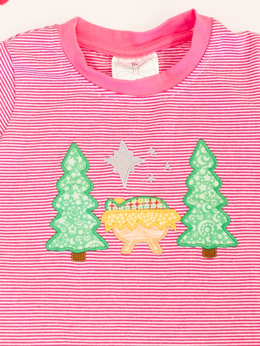 close up of the nativity scene embroidery