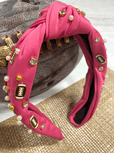 Hot pink football glam headband, alternate view