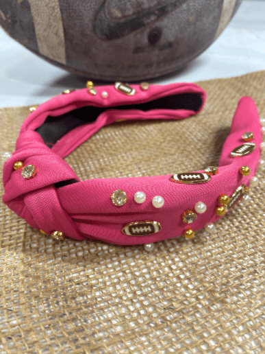 Hot pink football headband for game day