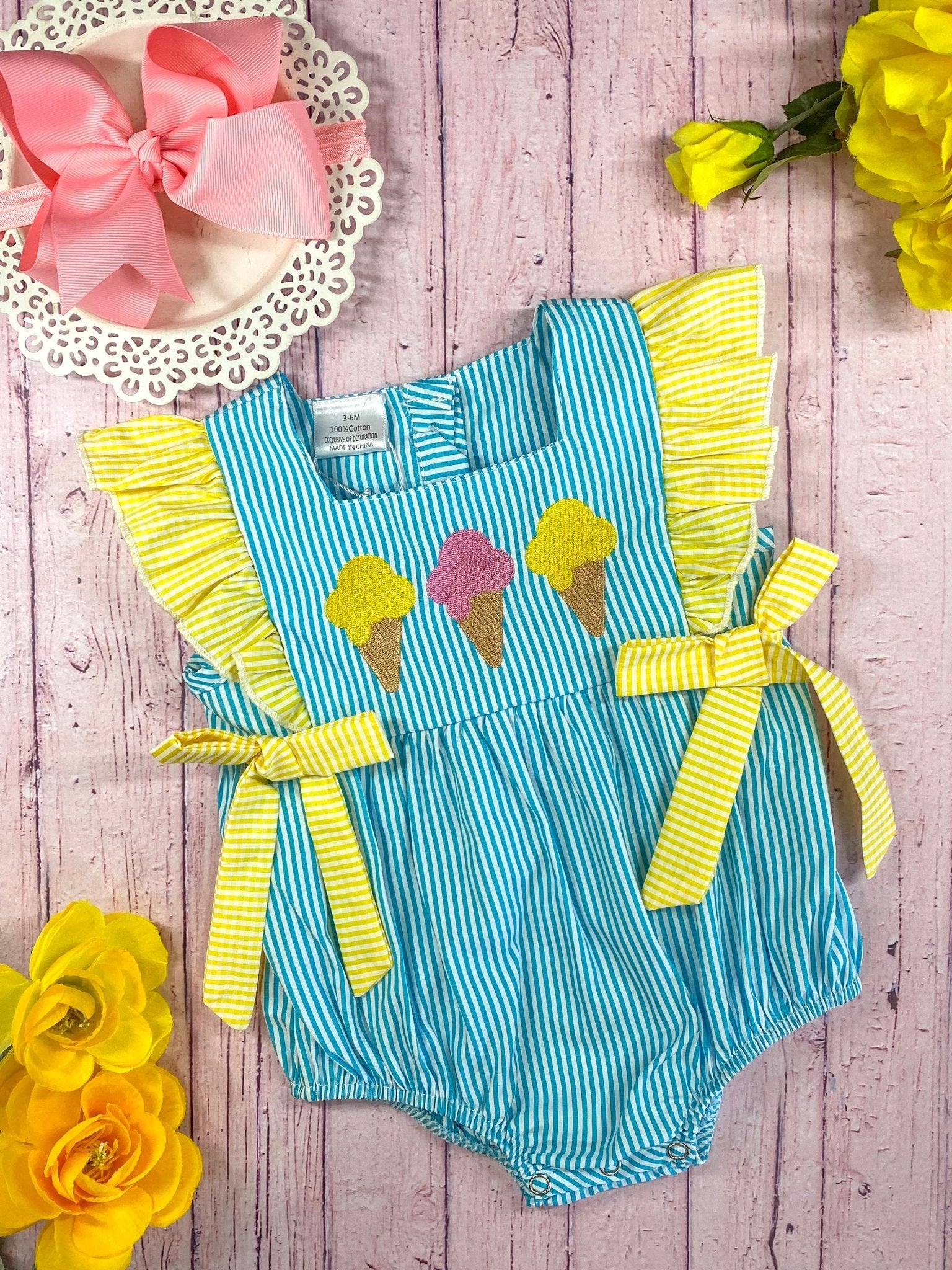 Ice Cream Ruffles & Bows Infant Romper