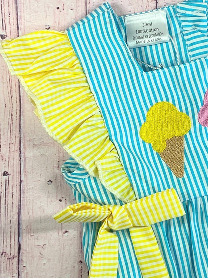 Close up detail of ruffle shoulder sleeve 