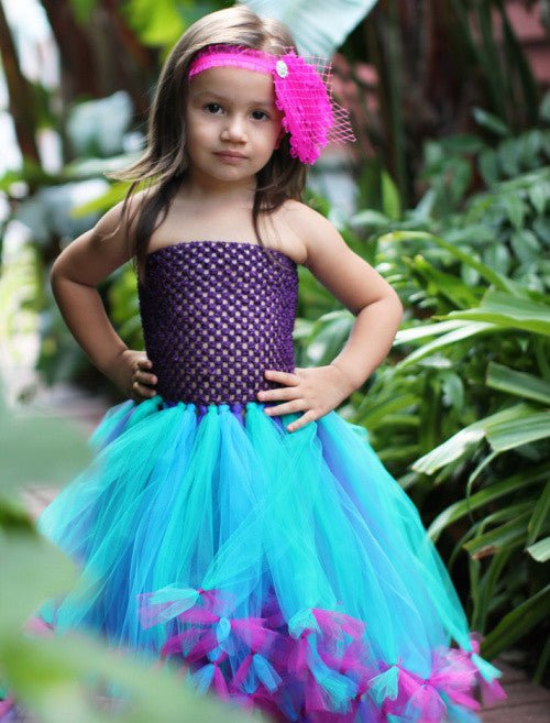 Unlined 8" Tutu top shown using to make a DIY Peacock Tutu Dress on model - Alternative view