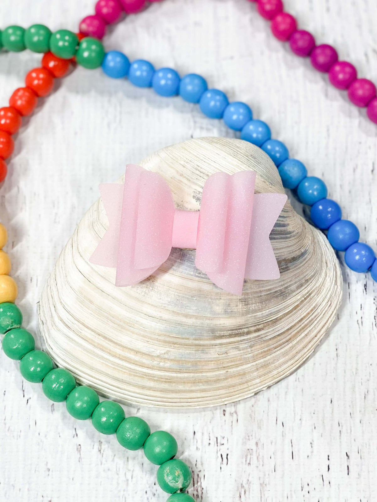 Light pink jelly hair bow