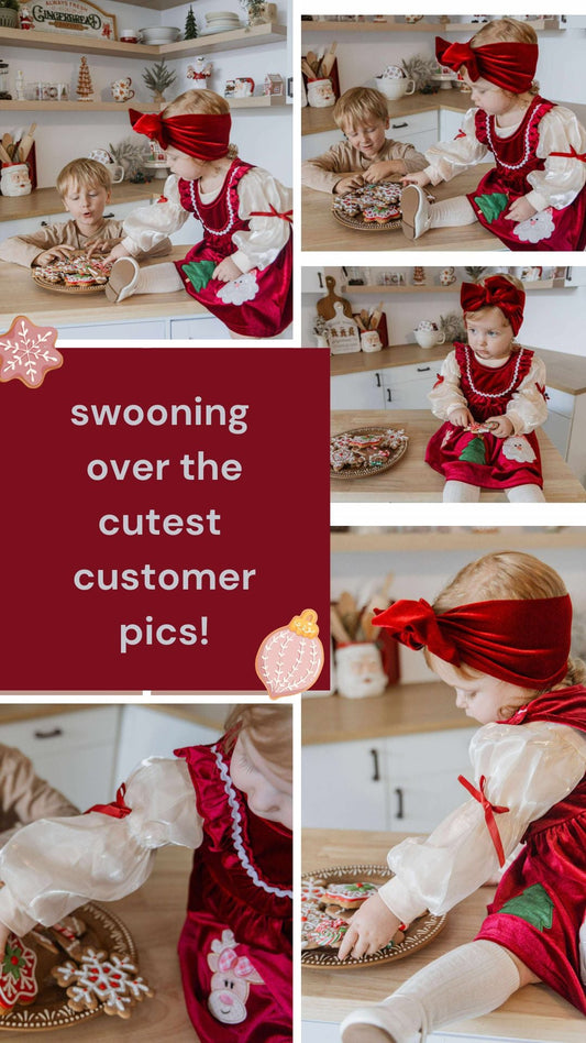 Customer photo of a girl wearing the jolly red velvet smocked Christmas dress - Alternative view