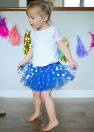 Gold Polka Dot Baby Tutu in Royal Blue