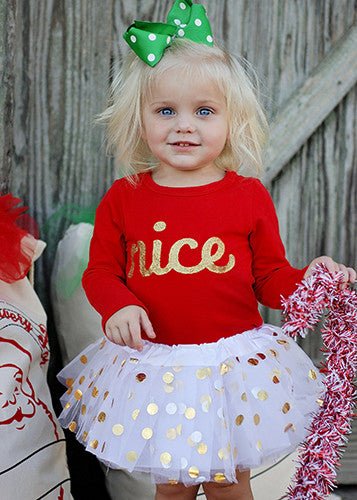 Gold Polka Dot Baby Tutu in White