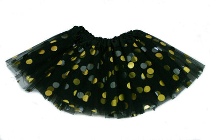 black and gold dot tutu on white background