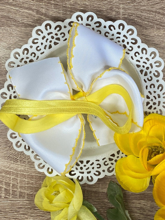 Lemon Embroidered Moonstitch Bow Headband - Alternative view