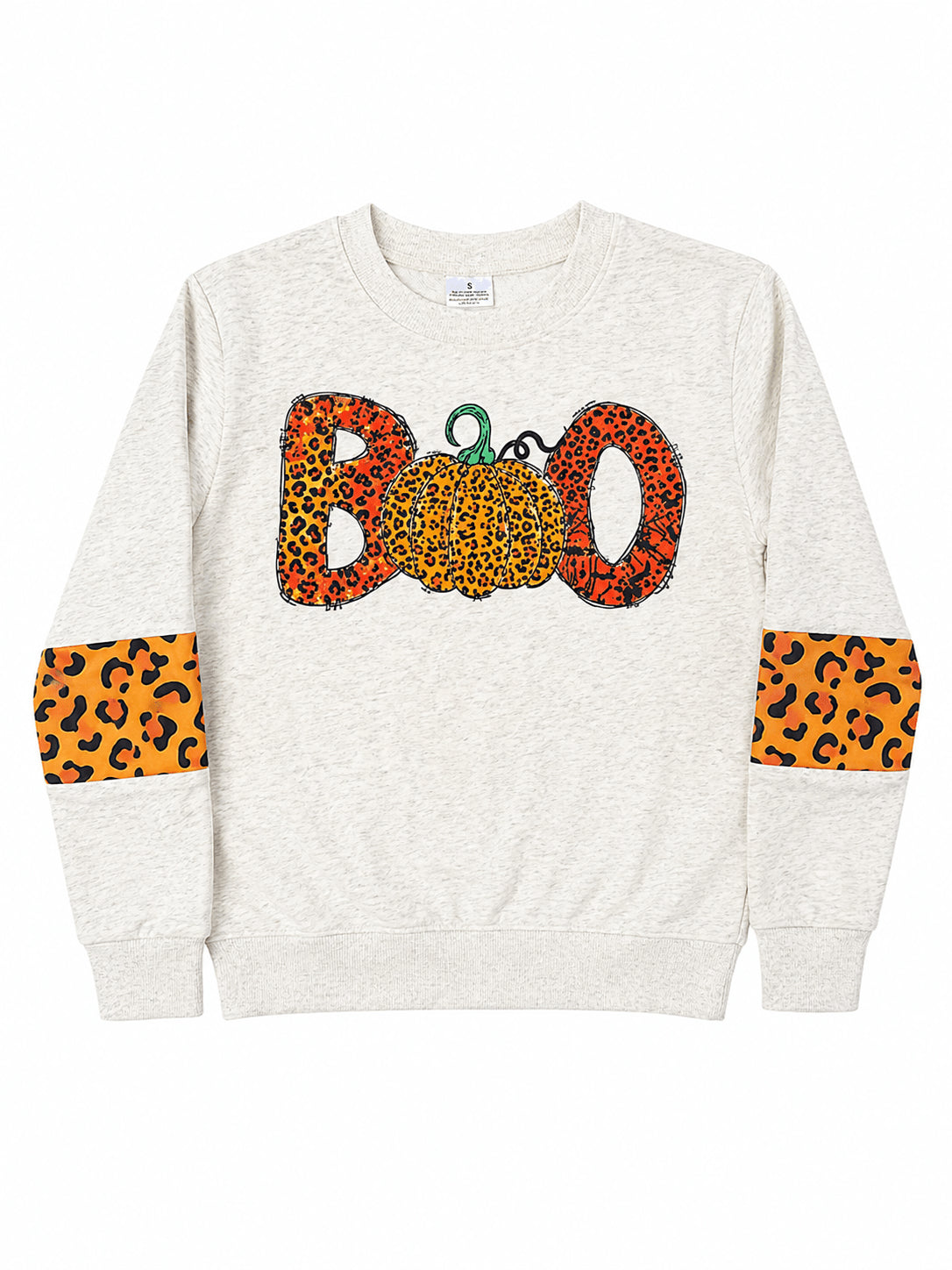 Girl in the leopard Boo Halloween top