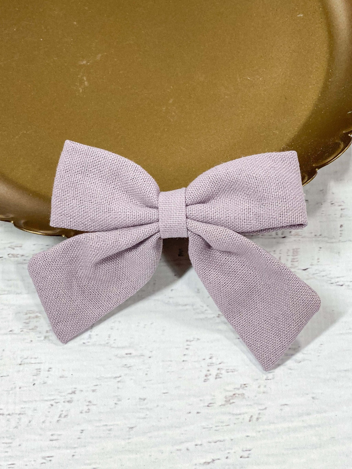 Lavender linen fabric hair bow