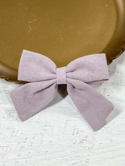 lavender linen fabric hair bow