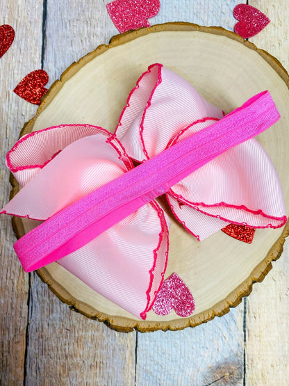 LOVE Moonstitch Embroidered Bow Headband