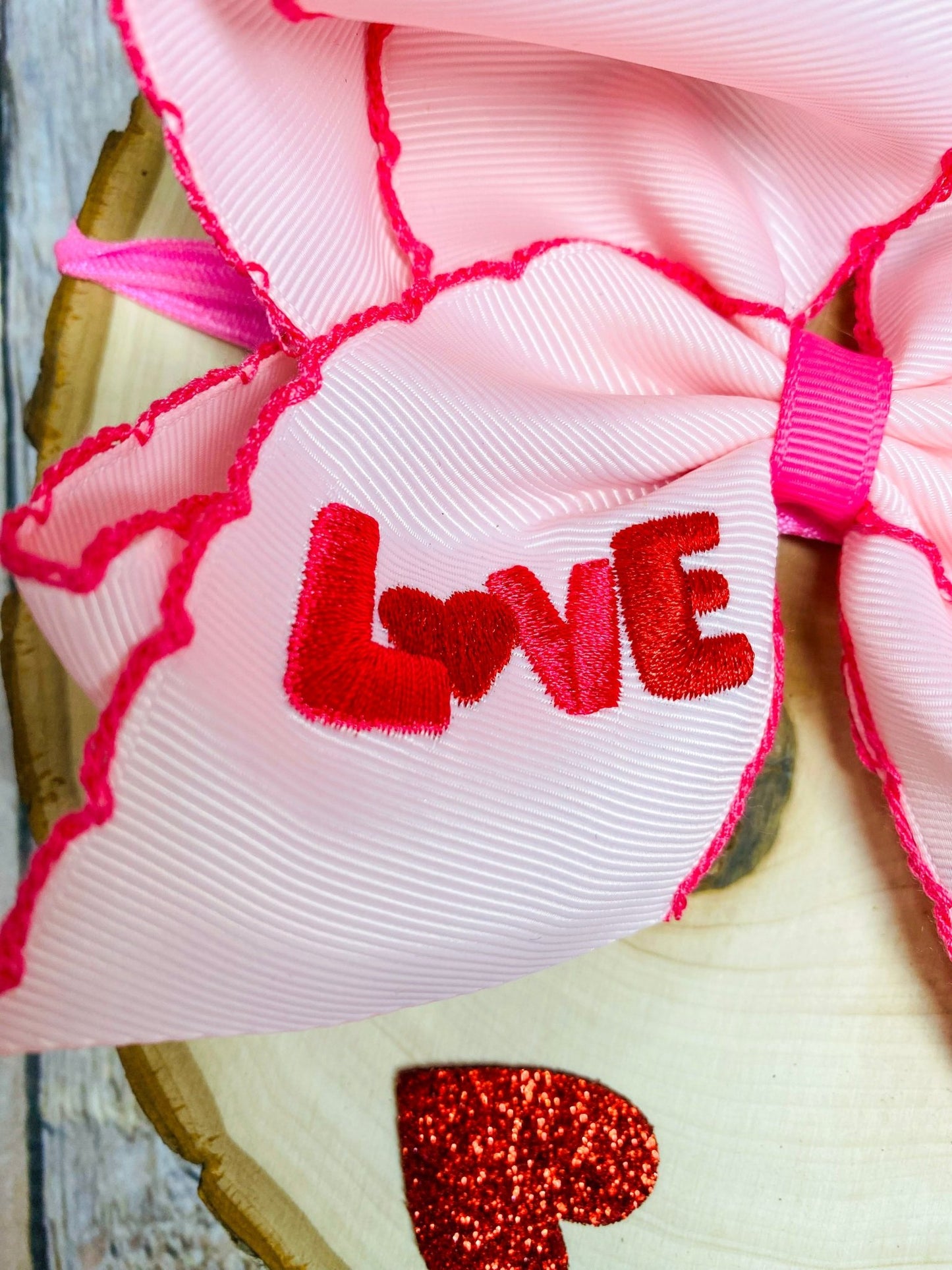 LOVE Moonstitch Embroidered Bow Headband