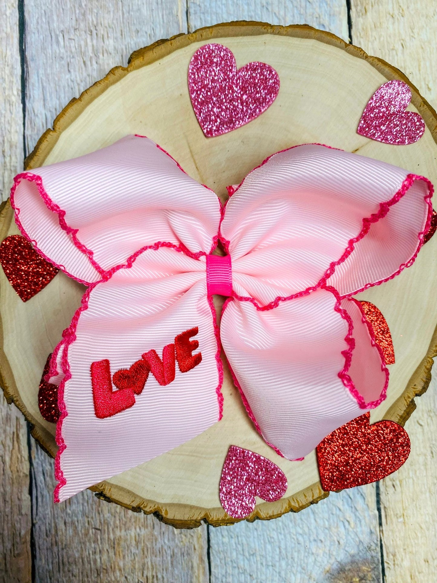 LOVE Moonstitch Embroidered Hair Bow