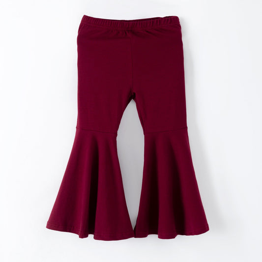 Maroon bell bottom pants laid flat - Alternative view