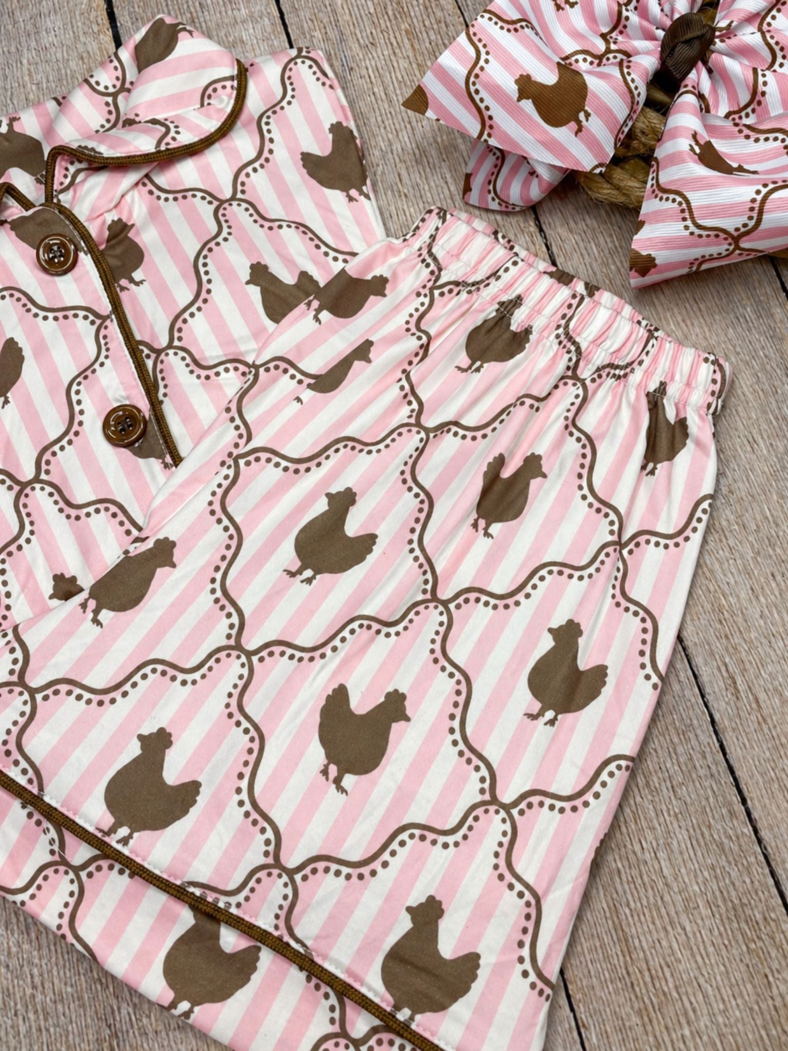 mom and me chicken pattern pajamas