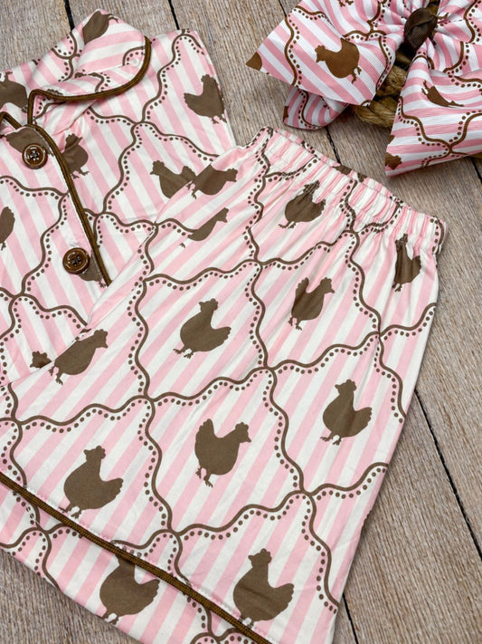 mom and me chicken pattern pajamas - Alternative view