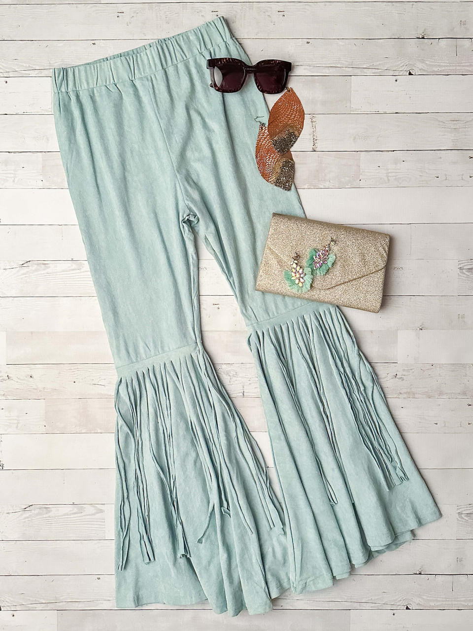 Mommy & Me Aqua Fringe Pants-Womans