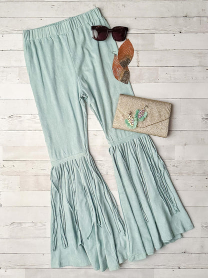 Mommy & Me Aqua Fringe Pants-Womans