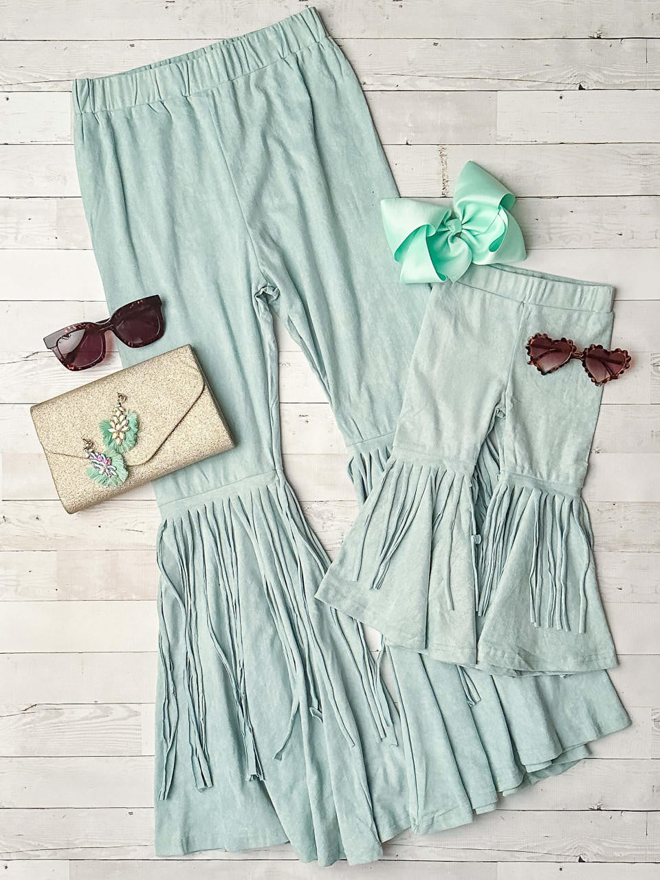 Mommy & Me Aqua Fringe Pants 
