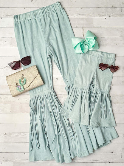 Mommy & Me Aqua Fringe Pants 