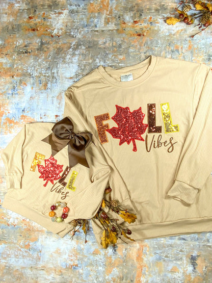 Fall vibes long sleeves in mom and girl sizes