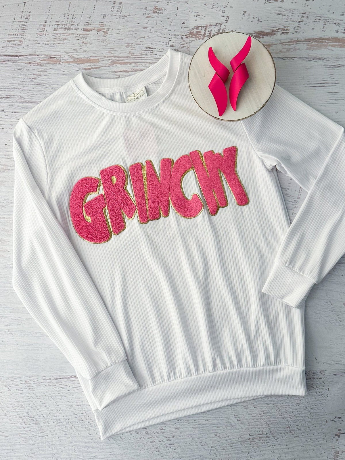 Women's Grinchy chenille Christmas sweatshirt