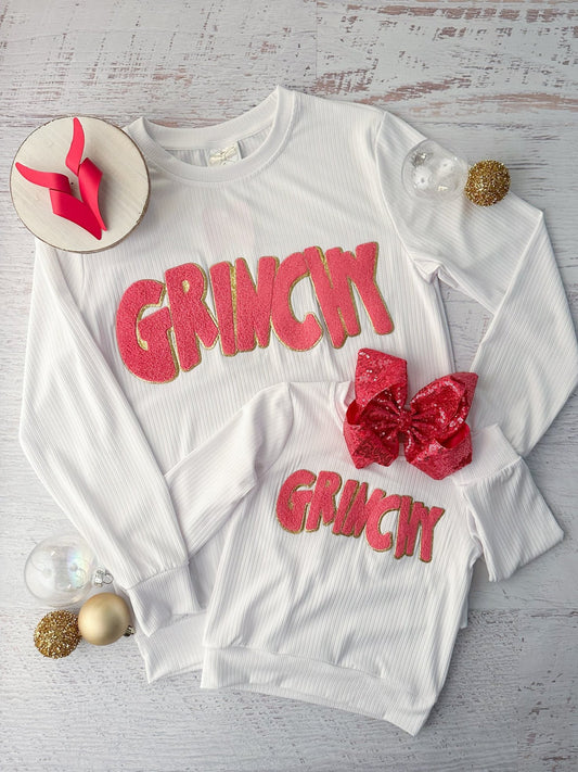 Mommy and me Grinchy chenille Christmas sweatshirts - Alternative view