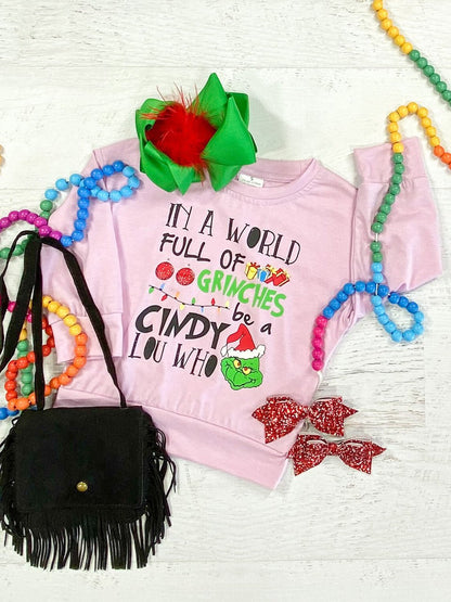 Mommy & Me sweatshirt with a colorful Grinch design - Girls