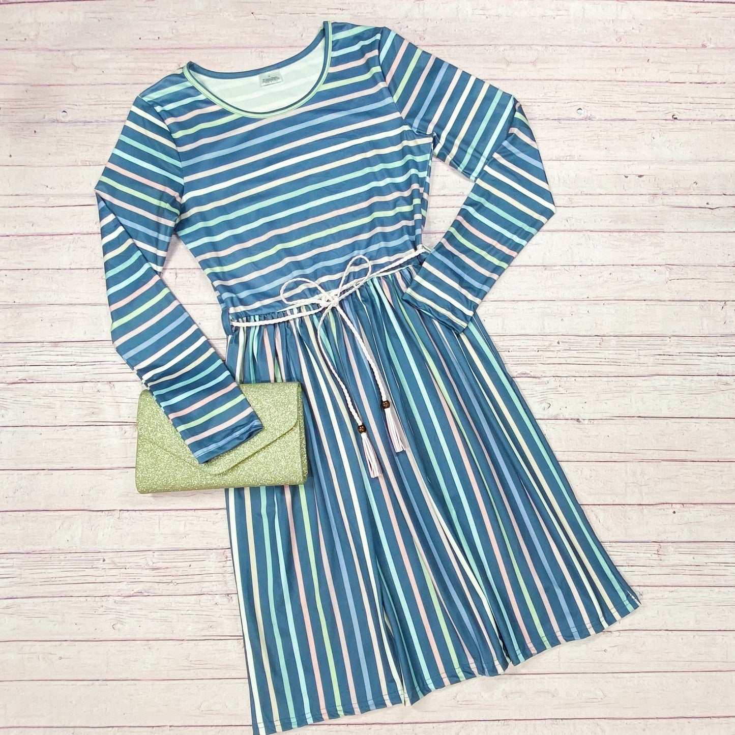 Mommy & Me Blue Hues Striped Dress
