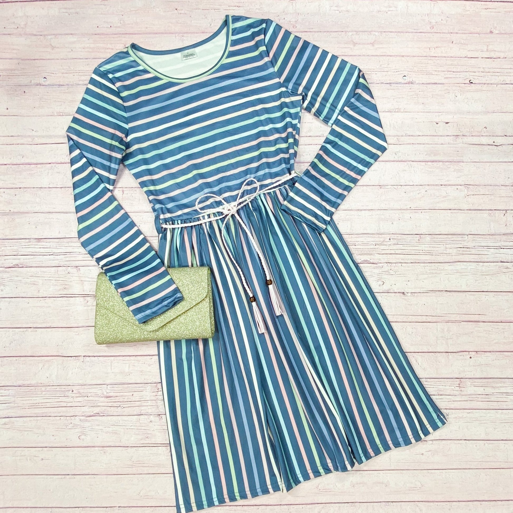 Mommy & Me Blue Hues Striped Dress
