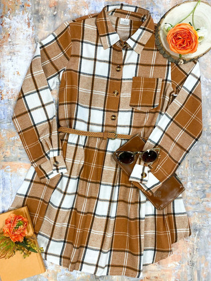 Mommy & Me Caramel Plaid matching dresses - Mom