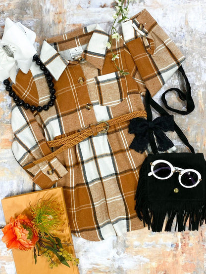 Mommy & Me Caramel Plaid matching dresses - Girls