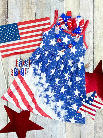 MOMMY & ME DISTRESSED FLAG DRESS-Girls