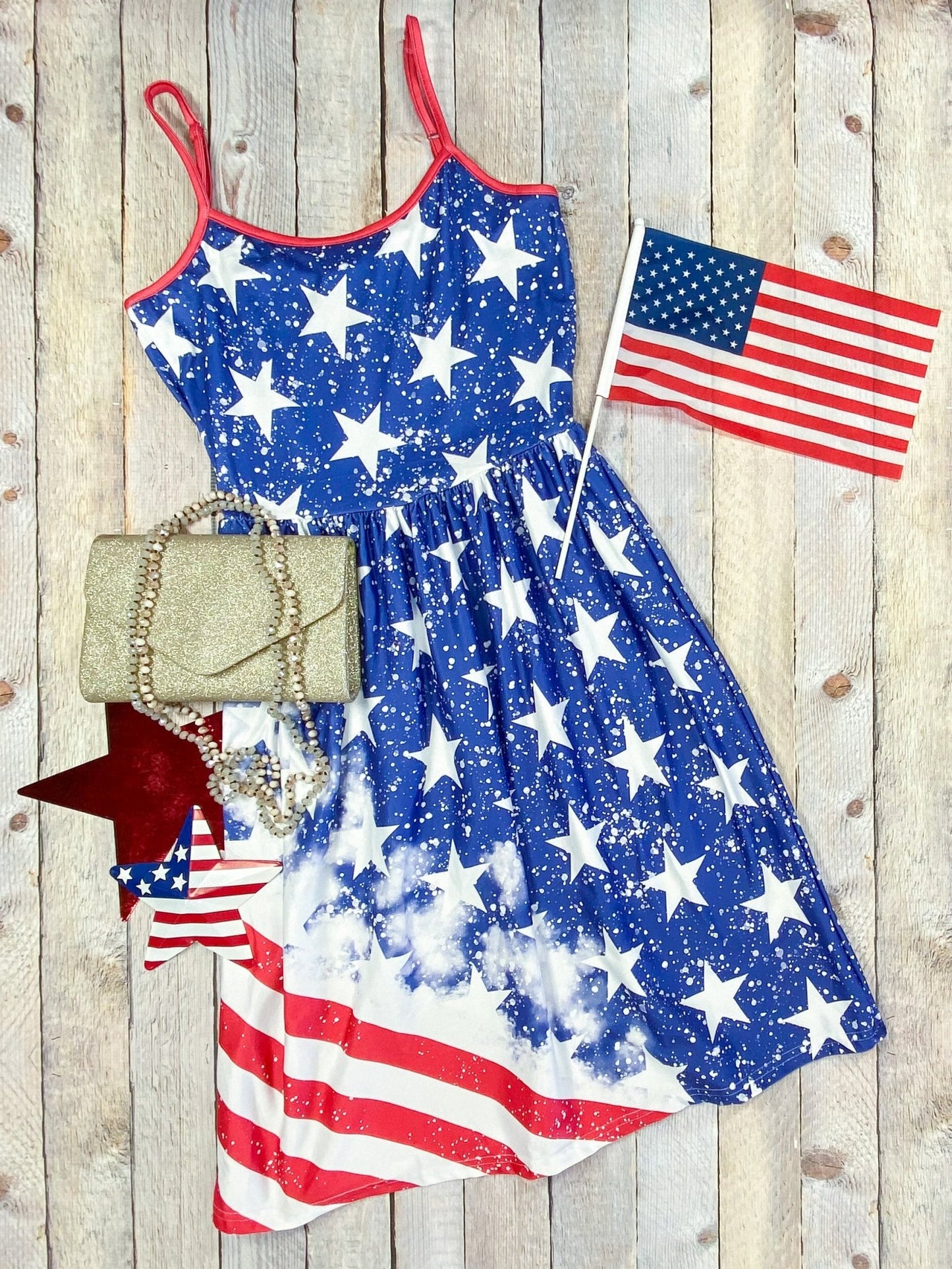 MOMMY & ME DISTRESSED FLAG DRESS-Womans