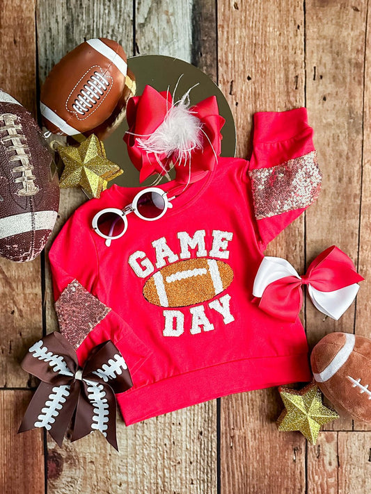 Red game day top for girls  - Alternative view