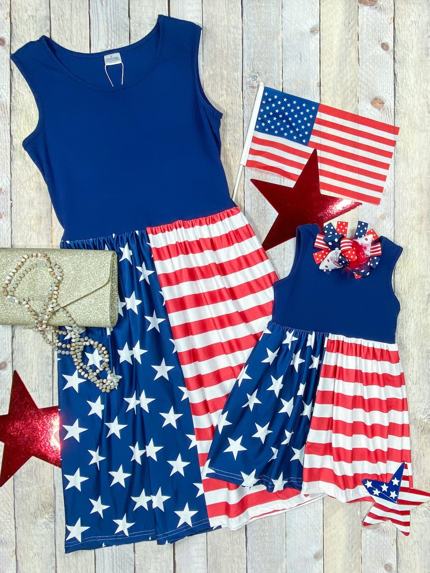 Mommy & Me Navy Stars & Stripes Dress