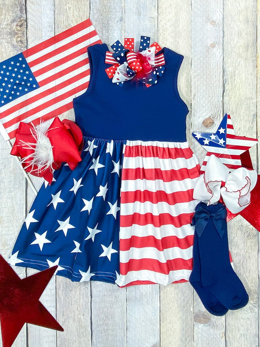 Mommy & Me Navy Stars & Stripes Dress-Girls - Alternative view