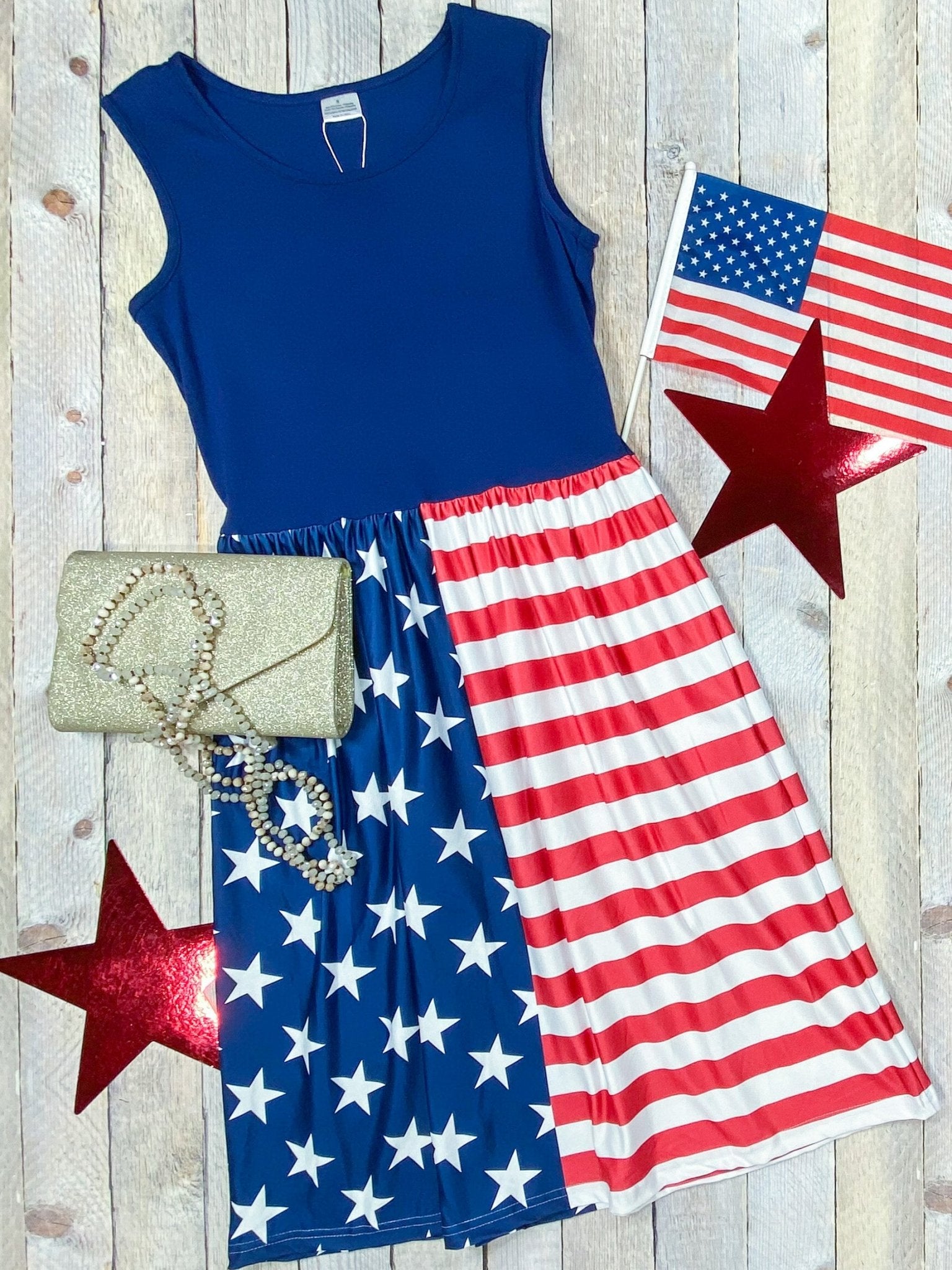 Mommy & Me Navy Stars & Stripes Dress-Womans