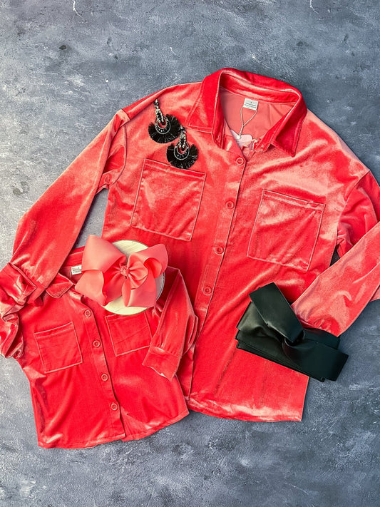 pink velvet button down tops - Alternative view