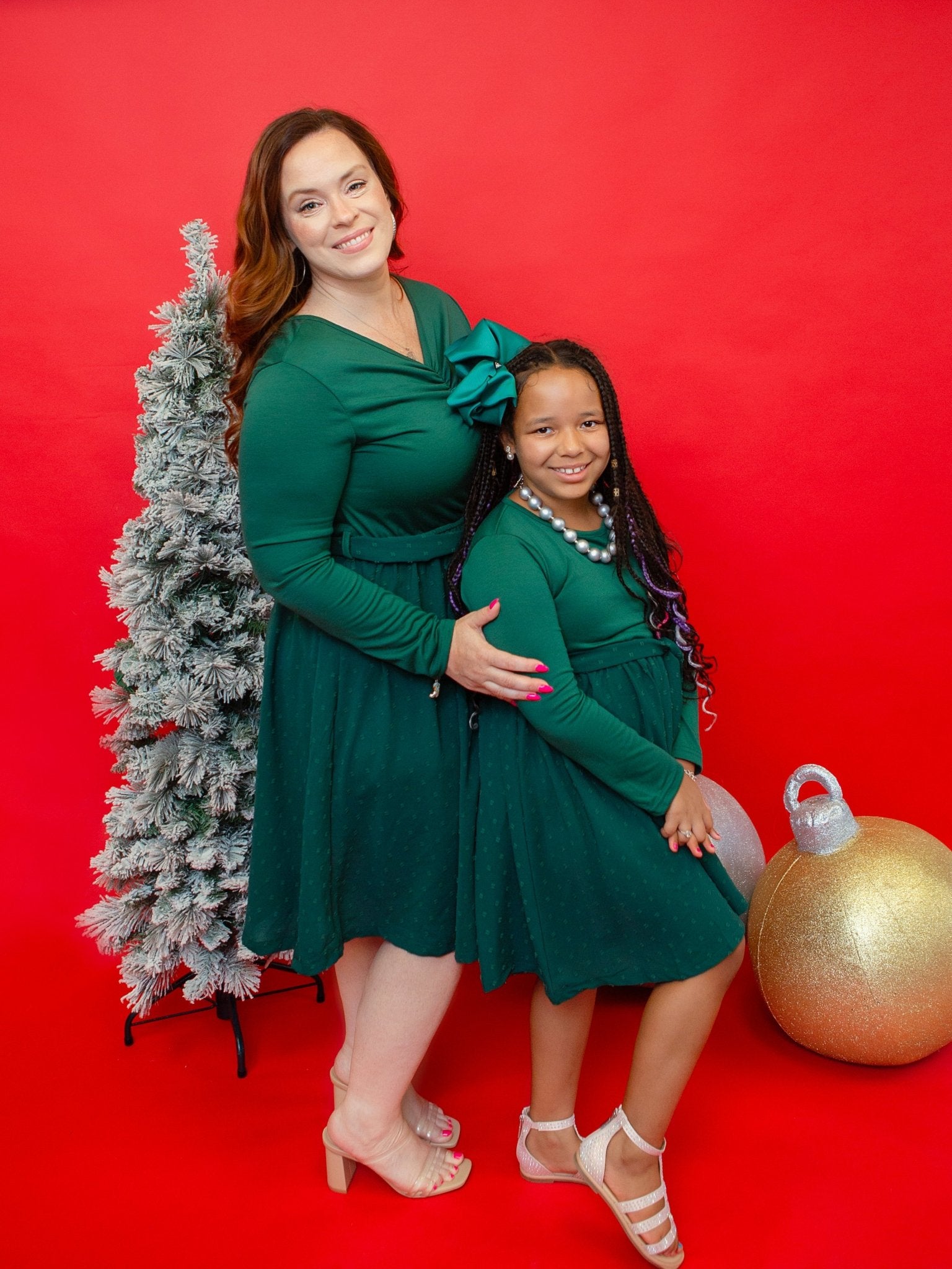 Mommy & Me Red Long Sleeve Twirl Dress