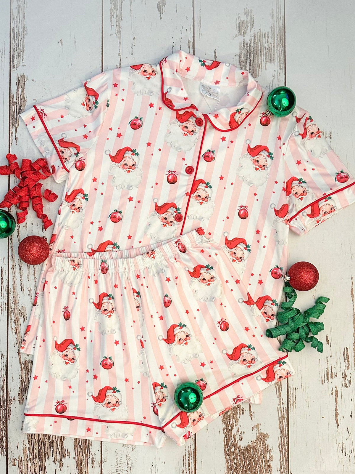 Women's Santa and stripes Christmas pajamas
