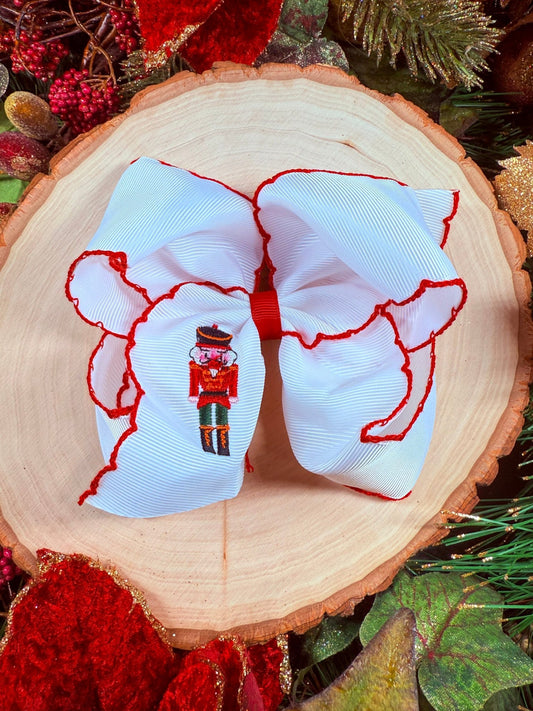 Nutcracker Embroidered Moonstitch Hair Bow