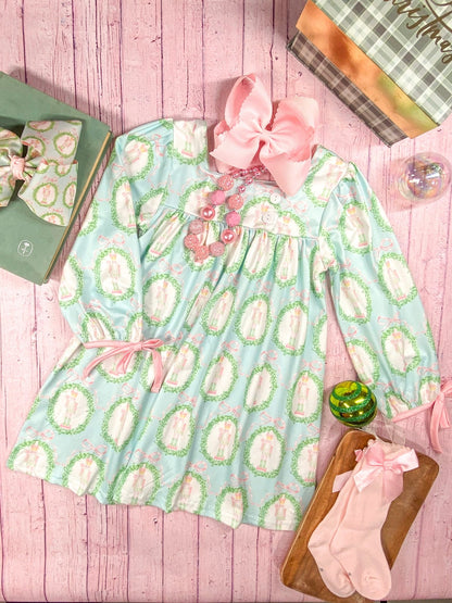 Nutcracker & Tied Long Sleeves Dress