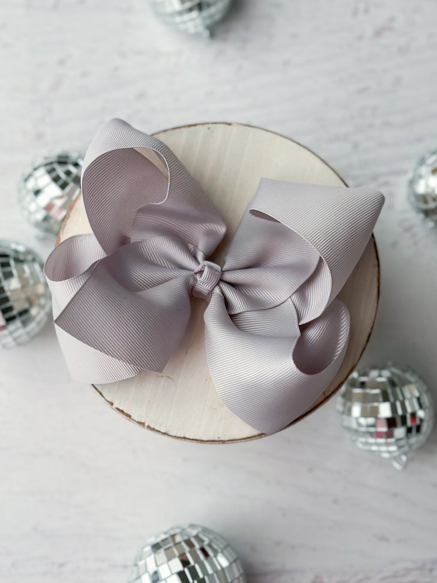 Silver Oversize Grosgrain Hair Bow